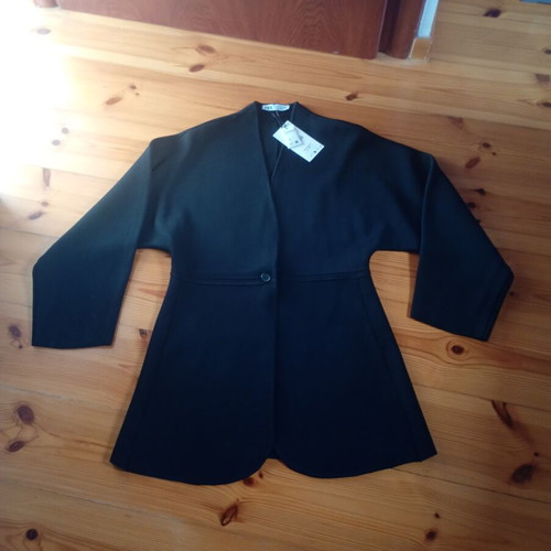 Zara knit long blazer black size large new with tags