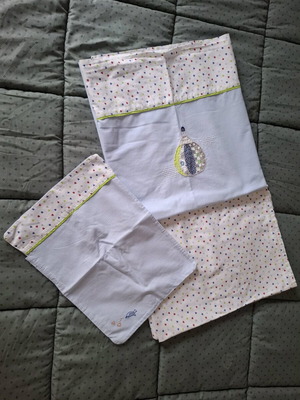 Kentia Bebe crib sheets like new, 3-piece set 100% cotton