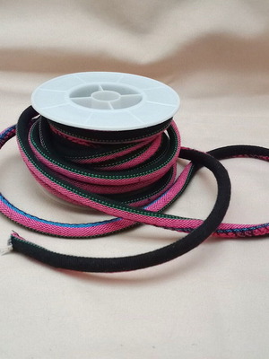 Round braided cord printed purple new, 5 mm 4 meters