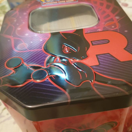Pokemon TCG Tin Team Rocket MewTwo like new, card storage box