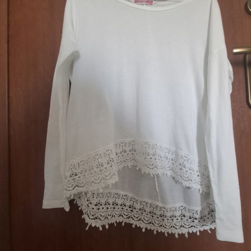 Pink Woman white long-sleeved blouse like new, size S
