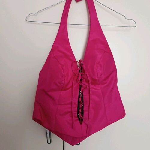 Bustier with high-waist skirt with Swarovski stones in fuchsia color like new
