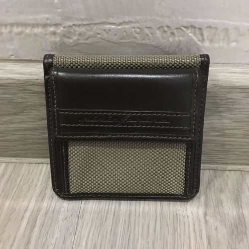 Bric's leather and cloth wallet new, beige and brown