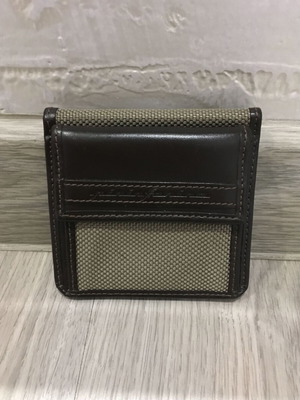 Bric's leather and cloth wallet new, beige and brown