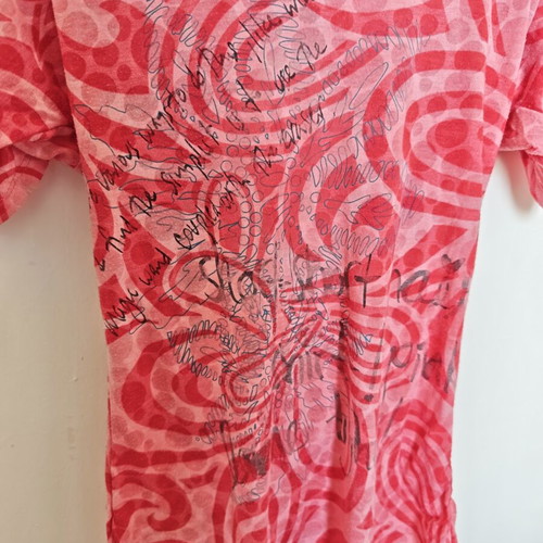 Women's pink short-sleeve blouse with back opening like new