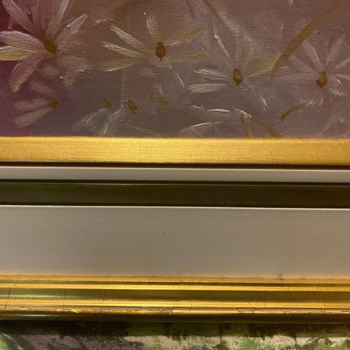 Portrait painting signed nude theme used with frame wear