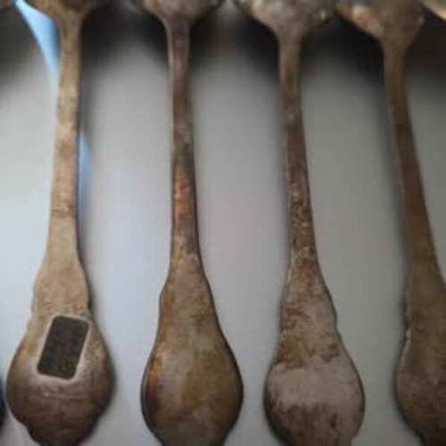 Set of 6 silver coffee spoons 800, antique