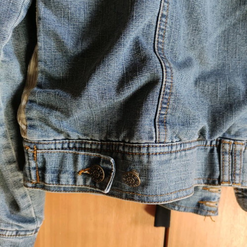 Denim jacket like new, beige and blue, sizes L and XL