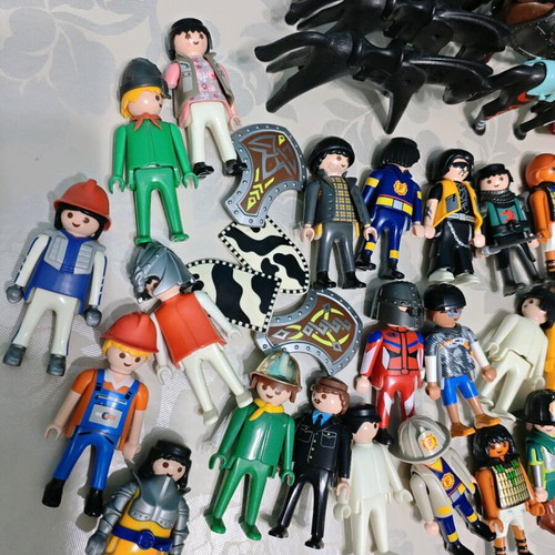 Playmobil figures pack of 41 with 7 horses and a car used