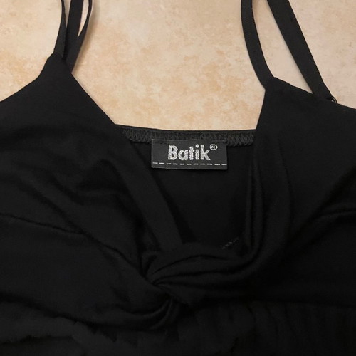 Batik blouse women's black with adjustable strap, size small