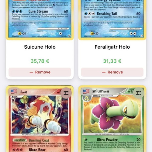 Pokemon cards used, set of 4 collectible cards