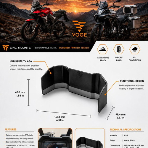 Voge DS/DSX 300cc 500cc 650cc Screen Shade 3D Print