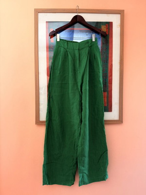 Karavan Green Linen Pants, 100% Linen, Medium