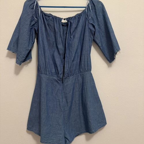 Zara denim jumpsuit like new with back and belly openings