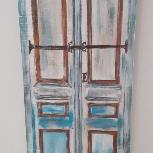 Wooden painted surface traditional Cyprus door