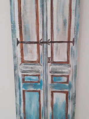Wooden painted surface traditional Cyprus door