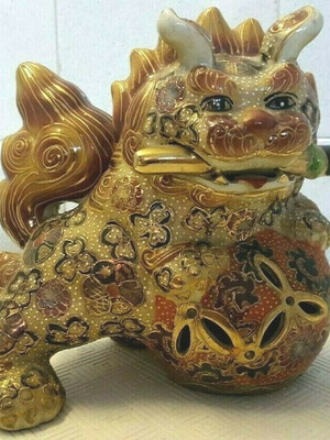 Satsuma Foo Dog κεραμική φιγούρα μεταχειρισμένη, vintage 28x19x11 εκ.