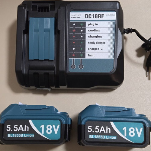 Makita LXT DC18RF charger set with 2 reinforced 18V 5.5Ah BL1855B batteries new