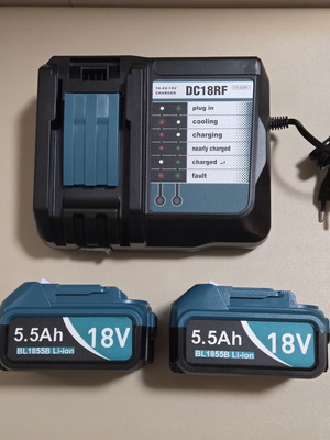 Makita LXT DC18RF charger set with 2 reinforced 18V 5.5Ah BL1855B batteries new
