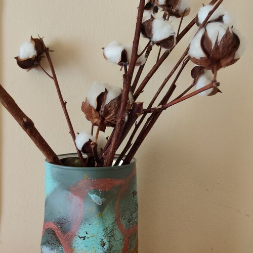 Metal Vase Handpainted 20cm Height New