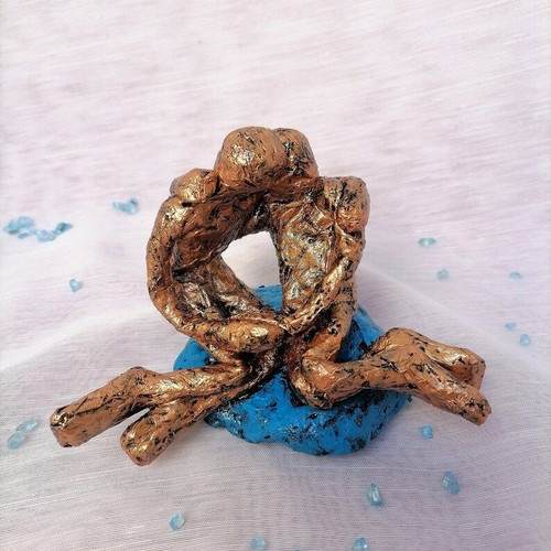 Papier Mache Couple Sculpture made to order with Bronze Paint