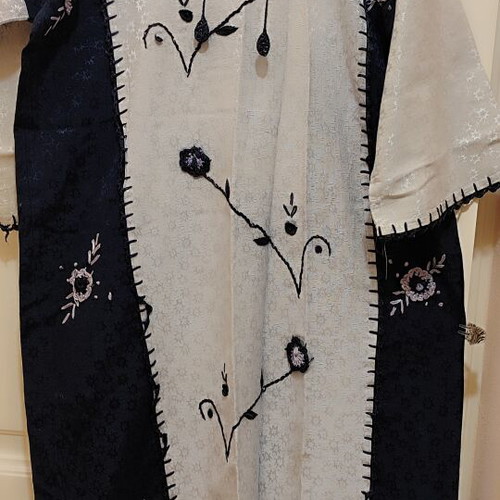 Ethnic maxi kaftan dress blue with handmade details