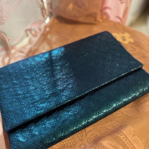Envelope bag like new, blue with silver chain
