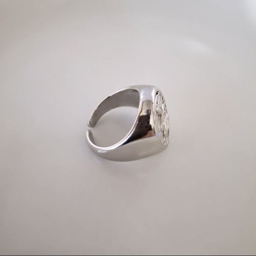 Steel adjustable ring silver color like new