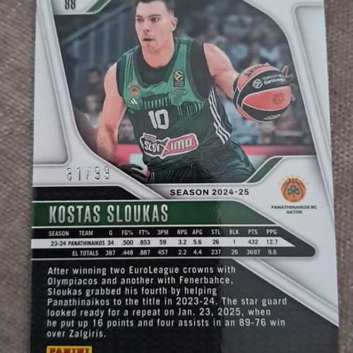 Panini Prizm Euroleague 2025 Kostas Sloukas card new