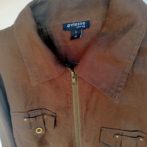 Oviesse Young linen shirt, size XL 42 14, brown