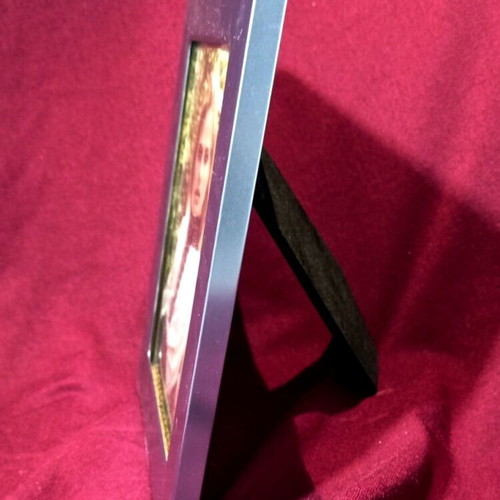 Metal photo frame 23x18 cm used, minimal design silver gray