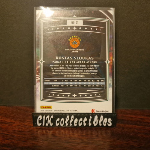 Panini Euroleague Origins Panathinaikos Sloukas base card new