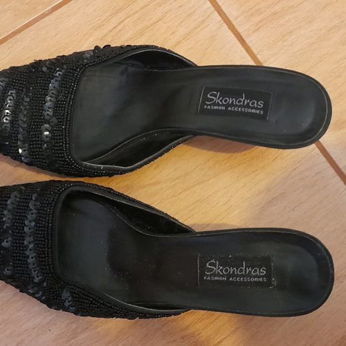 Mules black with sequins used, size 38, low heel