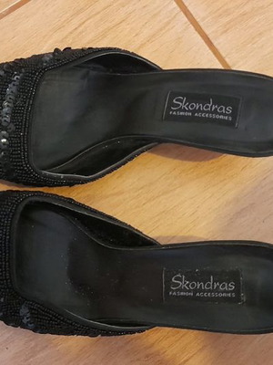 Mules black with sequins used, size 38, low heel