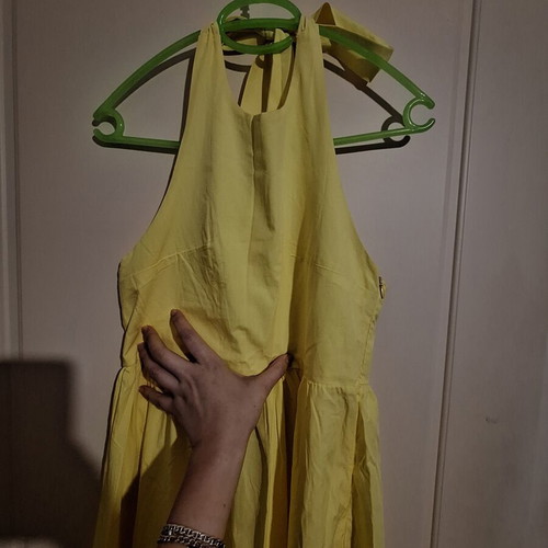 Kate London midi yellow backless dress with wide skirt new