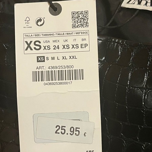Zara mini skirt with embossed croco effect, black