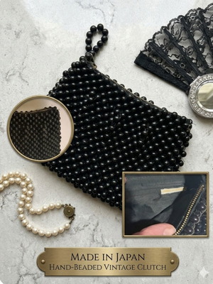 Vintage beaded bag made in Japan, like new, black