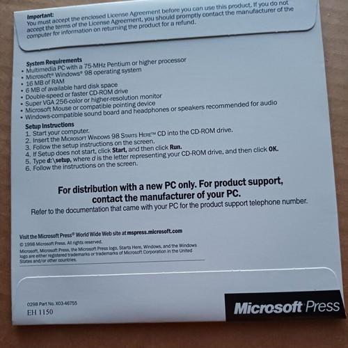 Microsoft Windows 98 Starts Here CD like new