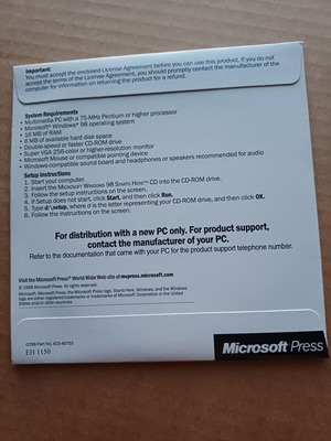 Microsoft Windows 98 Starts Here CD like new