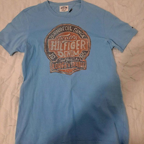 Tommy Hilfiger Vintage t-shirt with print, like new, turquoise
