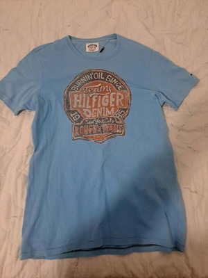 Tommy Hilfiger Vintage t-shirt with print, like new, turquoise
