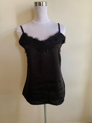 Evening lingerie top black satin new, size medium