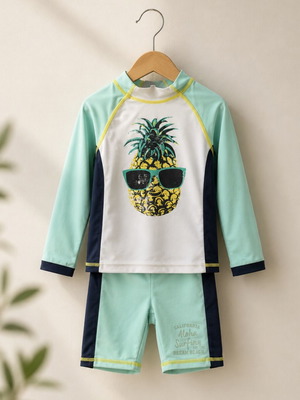 Orchestra kids' rash guard swim set size 4 used