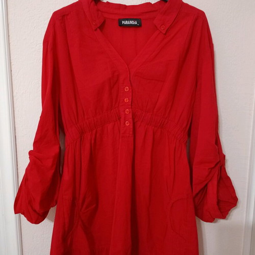 Paranoia red tunic shirt like new, size S/M
