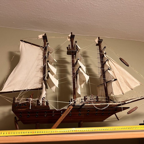 Wooden decorative sailing ship model, handmade, ~1m length