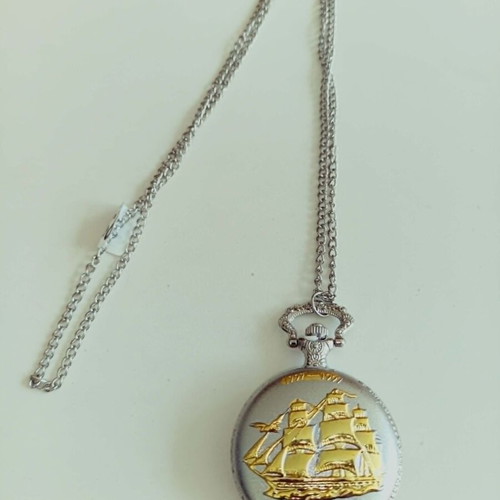 Zeppelin men's pocket watch new, silver and gold