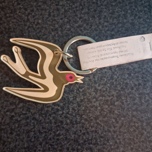 Plexiglass keychain with swallow from The Spring fresco, new