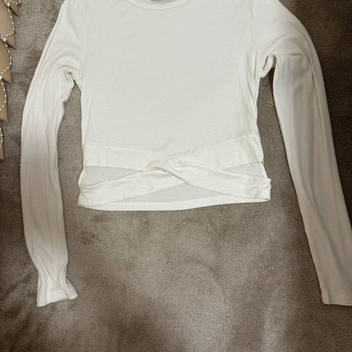 Waikiki White Ribbed Crop Top like new, size M