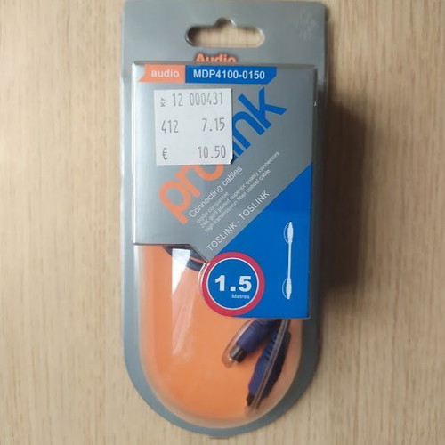 Prolink MDP4100-0150 optical fiber audio cable, 1.5 meters