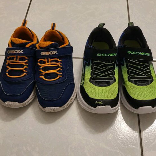 Geox and Skechers kids' athletic shoes used, size 30 multicolor